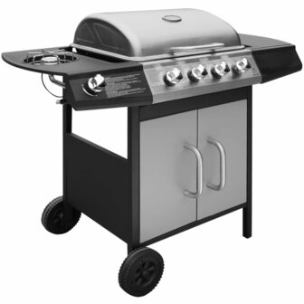 Gasbarbecue 4+1 kookzone zwart en zilver 2