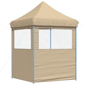 Partytent inklapbaar pop-up met 2 zijwanden beige 5