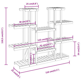 Plantenstandaard 110x25x110,5 cm massief vurenhout 8