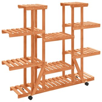 Plantenstandaard met wielen 110x25x115 cm massief vurenhout 2