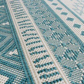 Buitenkleed omkeerbaar 80x150 cm aqua en wit 4