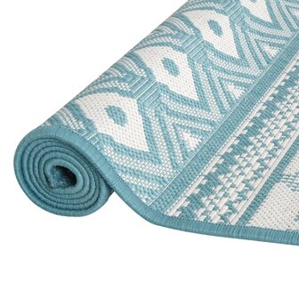 Buitenkleed omkeerbaar 80x150 cm aqua en wit 5
