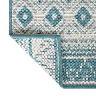 Buitenkleed omkeerbaar 80x150 cm aqua en wit 6