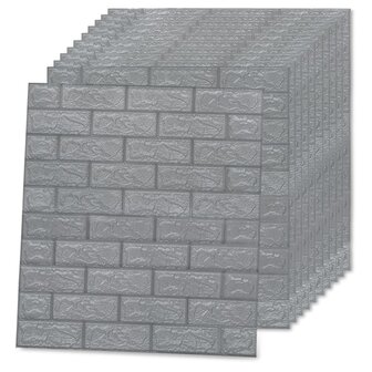 3D-behang zelfklevend 10 st bakstenen antracietkleurig 4