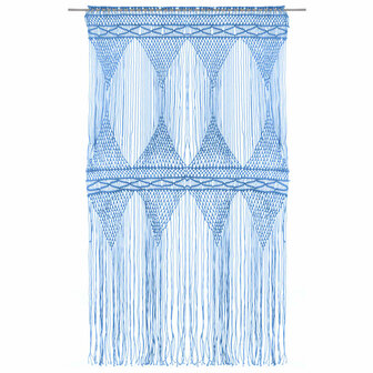 Gordijn macram&eacute; 140x240 cm katoen blauw 2