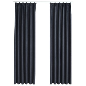Gordijnen verduisterend met haken 2 st 140x175 cm antraciet 2