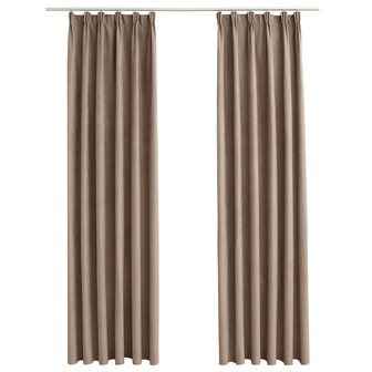 Gordijnen verduisterend met haken 2 st 140x225 cm taupe 2