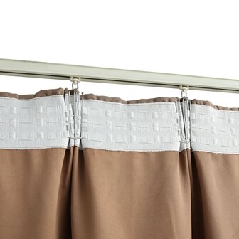 Gordijnen verduisterend met haken 2 st 140x225 cm taupe 4
