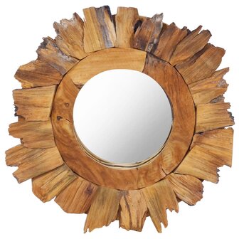 Wandspiegel rond 40 cm teakhout 1