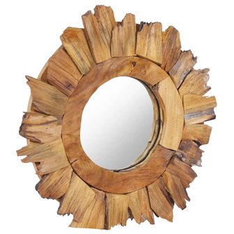 Wandspiegel rond 40 cm teakhout 2