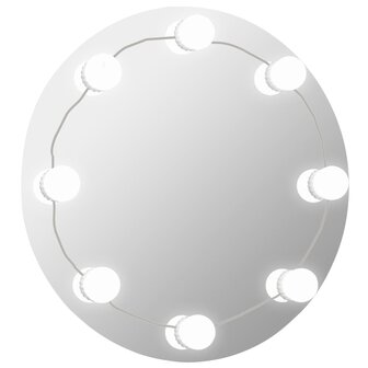 Wandspiegel met LED-lampen rond glas 2