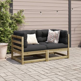 2-delige Loungeset ge&iuml;mpregneerd grenenhout 3