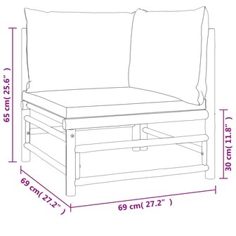 2-delige Loungeset met kussens bamboe lightgrijs 10