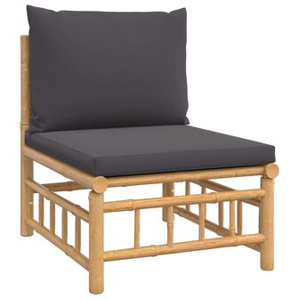3-delige Loungeset met kussens bamboe donkergrijs 4