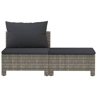 2-delige Loungeset met kussens poly rattan grijs 4