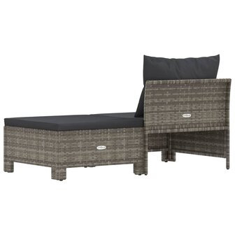 2-delige Loungeset met kussens poly rattan grijs 6
