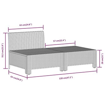 2-delige Loungeset met kussens poly rattan grijs 8