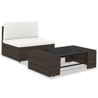 2-delige Loungeset poly rattan bruin 1