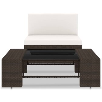 2-delige Loungeset poly rattan bruin 2
