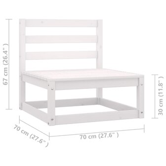2-delige Loungeset met kussens massief grenenhout wit 11