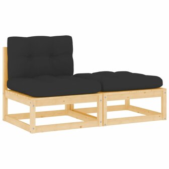 2-delige Loungeset met kussens massief grenenhout 1