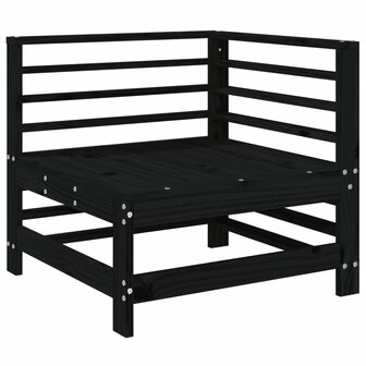 3-delige Loungeset massief grenenhout zwart 4