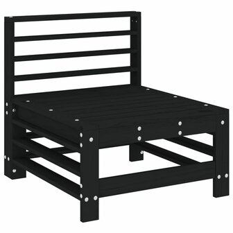 3-delige Loungeset massief grenenhout zwart 5