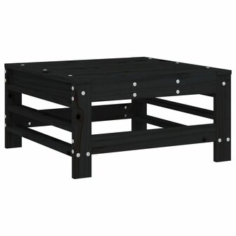 3-delige Loungeset massief grenenhout zwart 6