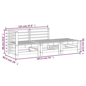 3-delige Loungeset ge&iuml;mpregneerd grenenhout 8