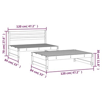 2-delige Loungeset massief grenenhout 7