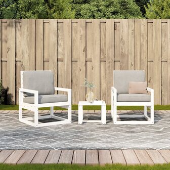 3-delige Loungeset massief grenenhout wit 3