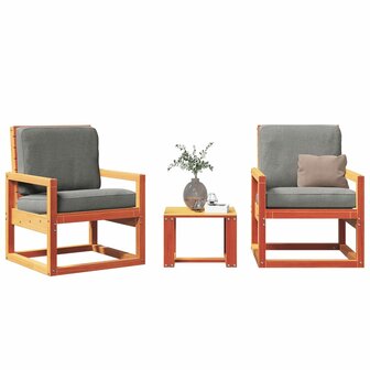 3-delige Loungeset massief grenenhout wasbruin 1
