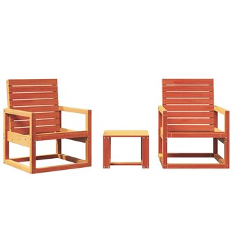 3-delige Loungeset massief grenenhout wasbruin 2