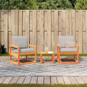 3-delige Loungeset massief grenenhout wasbruin 3