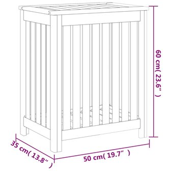 Wasmand 50x35x60 cm massief teakhout 7