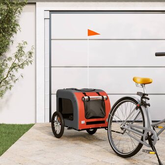 Hondenfietstrailer oxford stof en ijzer oranje en grijs 1