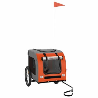 Hondenfietstrailer oxford stof en ijzer oranje en grijs 2