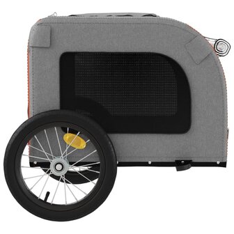 Hondenfietstrailer oxford stof en ijzer oranje en grijs 7