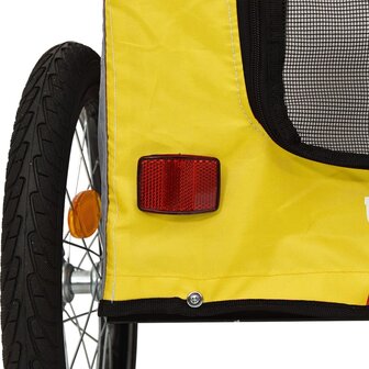 Hondenfietstrailer oxford stof en ijzer geel en grijs 10