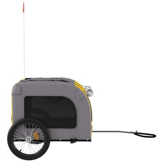 Hondenfietstrailer oxfordstof en ijzer geel en grijs 6