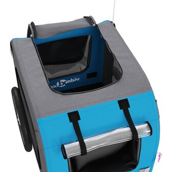 Hondenfietstrailer oxfordstof en ijzer blauw en grijs 11