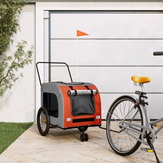 Hondenfietstrailer oxford stof en ijzer oranje en grijs 1