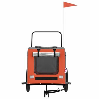 Hondenfietstrailer oxford stof en ijzer oranje en grijs 4