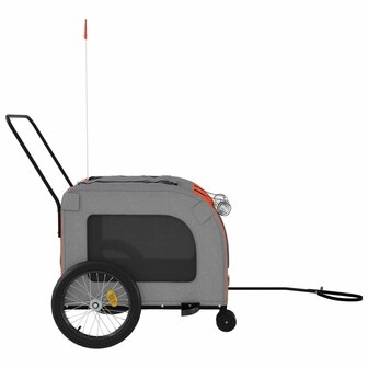 Hondenfietstrailer oxford stof en ijzer oranje en grijs 6