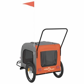 Hondenfietstrailer oxford stof en ijzer oranje en grijs 8