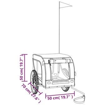 Hondenfietstrailer oxford stof en ijzer grijs en zwart 11