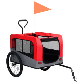 Fietstrailer en hondenwagen 2-in-1 rood en grijs 3