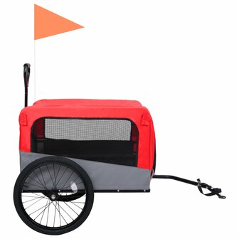Fietstrailer en hondenwagen 2-in-1 rood en grijs 4