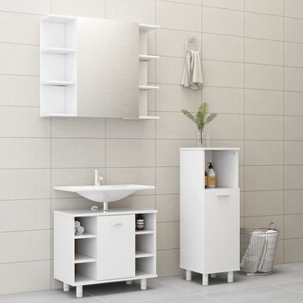 3-delige Badkamermeubelset bewerkt hout wit 1