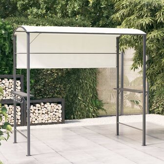 Prieel met dak 220x110x200 cm cr&egrave;mekleurig 1